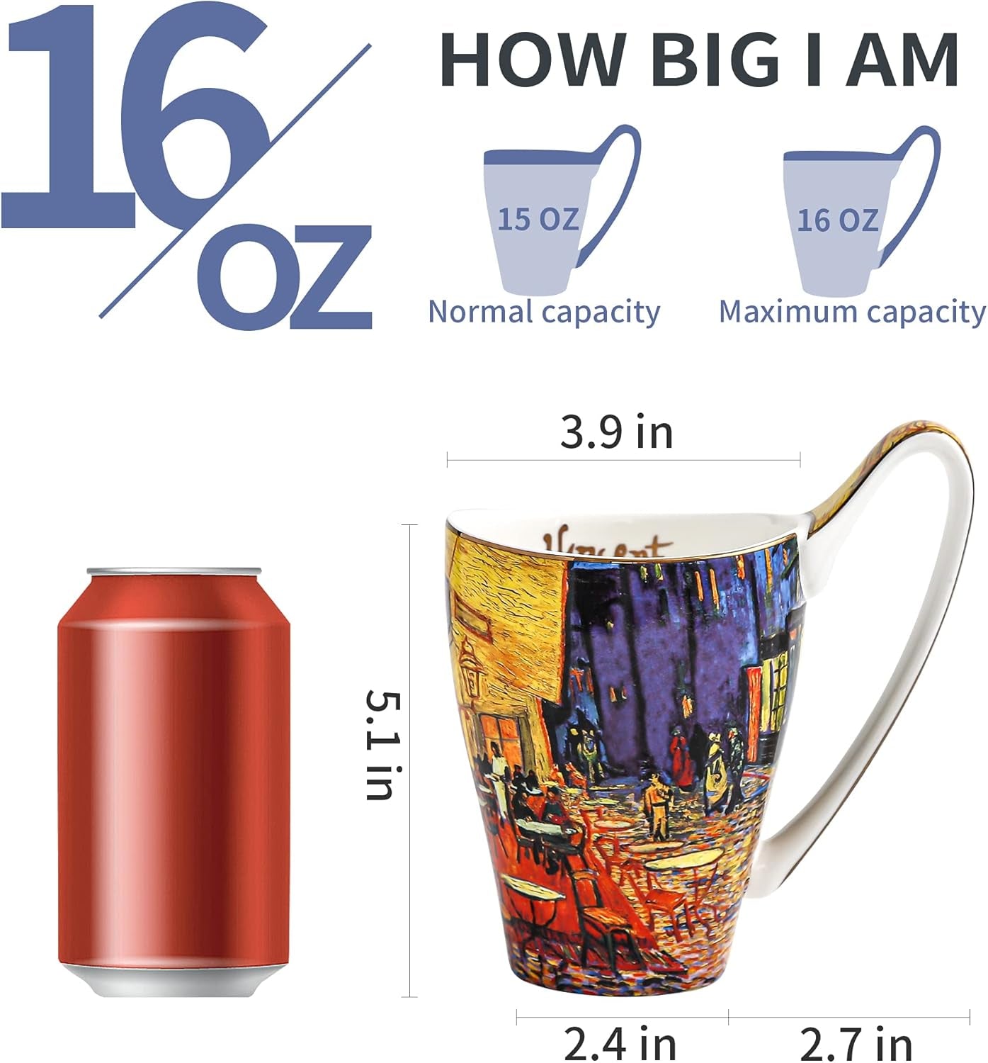 Mug Ceramic Novelty Coffee Mugs 16 Oz Creative Art Give Van Gogh Lovers Unique Gifts