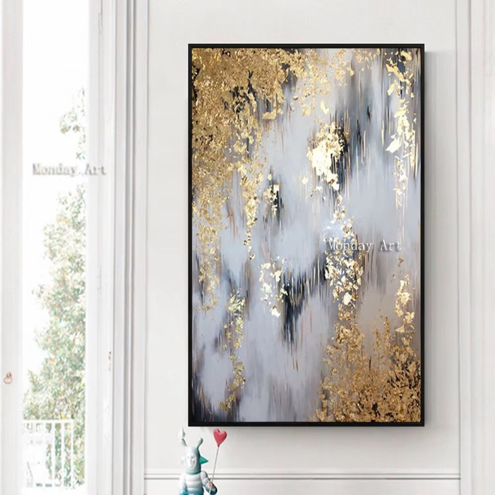 Hand Painted Modern Abstract Canvas Oil Paintings Abstract Gold Oil Painting Picture Living Room Home Decoration Wall Paintings