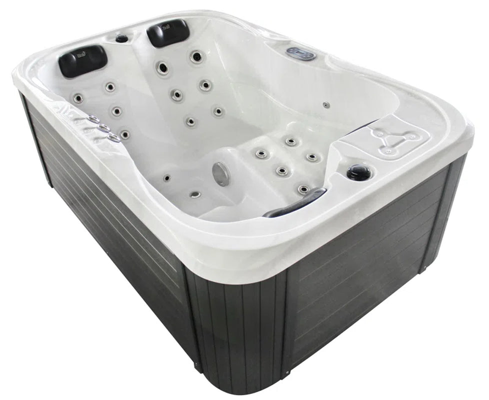 Brotherton 3 - Person 29 - Jet Acrylic Rectangular Hot Tub with Ozonator in White/Gray