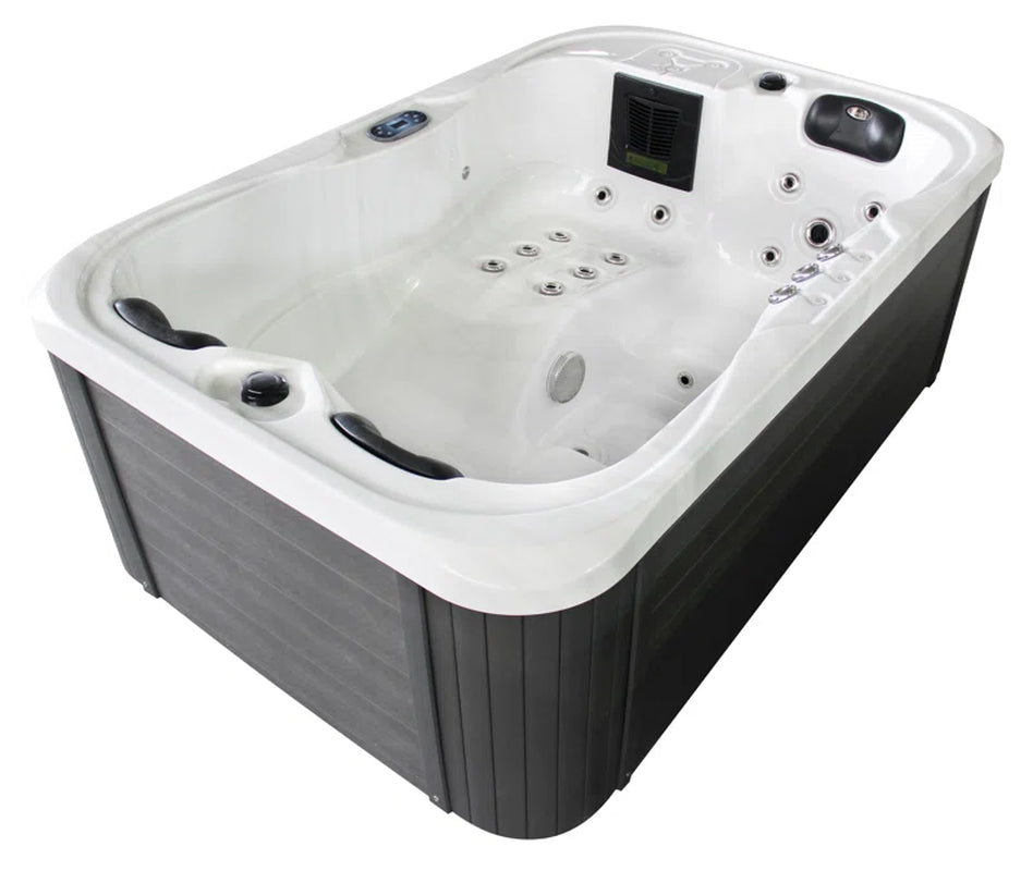 Brotherton 3 - Person 29 - Jet Acrylic Rectangular Hot Tub with Ozonator in White/Gray