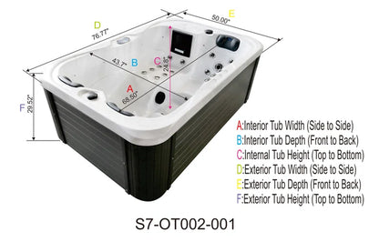 Brotherton 3 - Person 29 - Jet Acrylic Rectangular Hot Tub with Ozonator in White/Gray